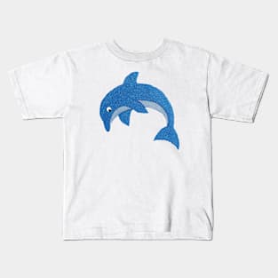 Sparkle Jumping Blue Dolphin Kids T-Shirt